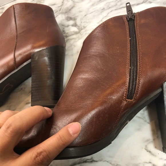 Kanna Leather Tobacco Brown Heeled Booties Size 39 - Picture 12 of 13